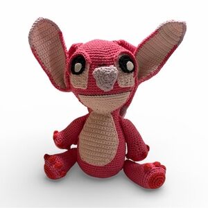 Hand Crafted Angel Crochet Pink and Cream Plush Toy Disney 11” Lilo & Stitch